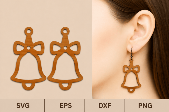 Christmas Bell Earrings SVG for Laser Cutting