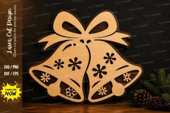 Christmas Bells Laser Cut SVG Design for Wall Decor