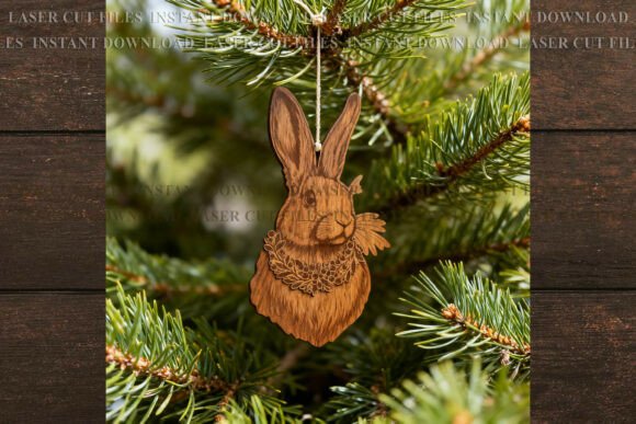 Christmas Bunny Ornament SVG for Laser Engraving Graphics