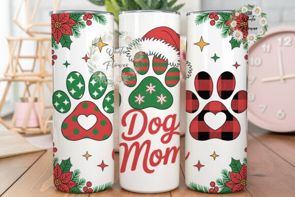 Christmas Dog Mom 20oz Tumbler Wrap: A Festive Graphic Asset