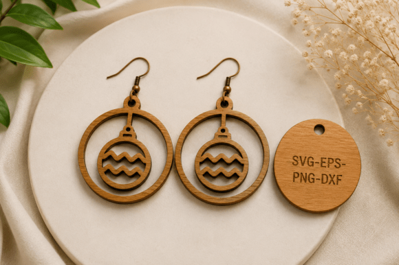 Christmas Ornament Earrings SVG for Laser Cutting