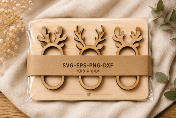 Christmas Reindeer Napkin Ring SVG: Perfect for Winter Amp Laser Cutting