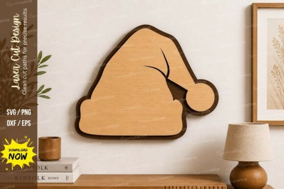 Christmas Santa Hat Laser Cut SVG for Wall Decor