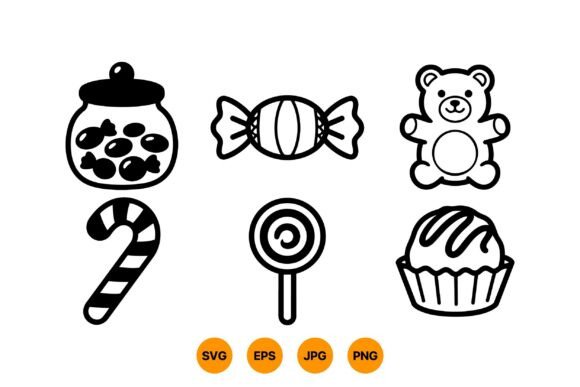 Cute Candy Clipart Icons: A Sweet Embroidery Choice