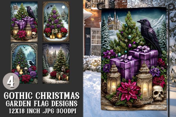 Dark Gothic Christmas Garden Flags S12: A Unique Graphics Craft