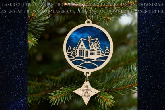 House Words Christmas Suncatcher Svg: A Unique Laser Engraving Graphic