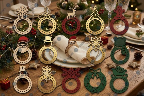 Laser Cut Christmas Napkin Ring SVG for Winter Amp