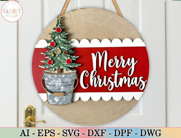 Merry Christmas Door Sign SVG for Winter Amp Laser Cutting