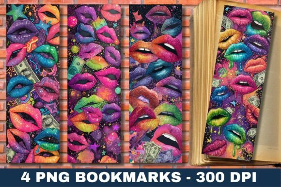 Retro Neon Pop Art Lips Bookmark: A Vibrant Graphics Craft