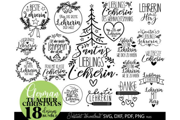 Review of 18 German Teacher Christmas Designs SVG