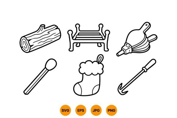 Rustic Fireplace Clipart Set: A Cozy Embroidery Gem