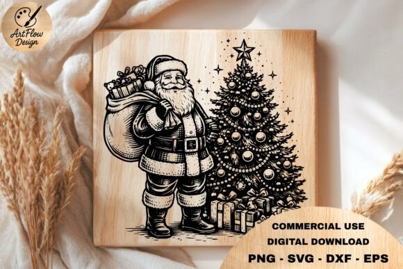 Santa Christmas Tree SVG for Creative Laser Engraving Graphics