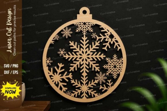 Snowflake Christmas Ornament: Perfect for Laser Cutting and Wall Decor