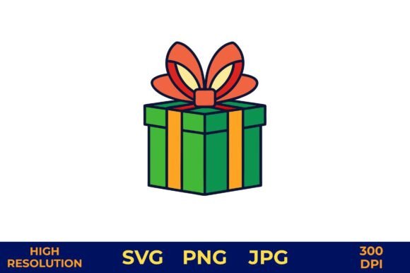 Vibrant, Festive Gift Box Illustration for Local Branding