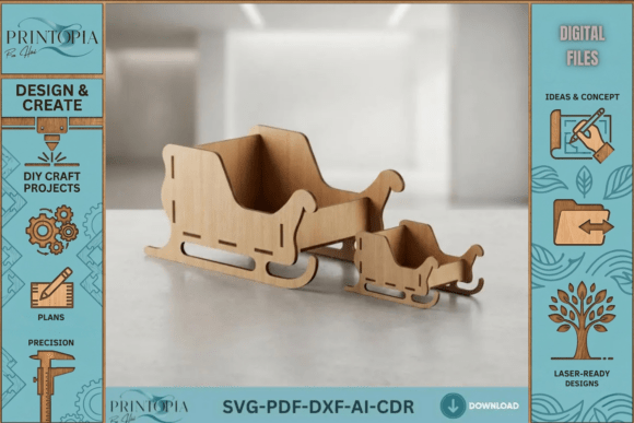 Winter Amp Laser Cutting: Santa Sleigh Christmas Decor Wood Sleigh