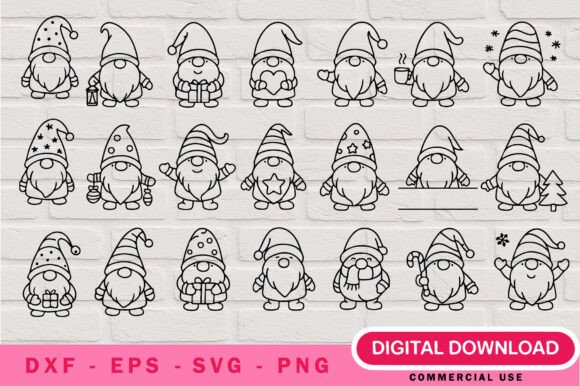 Winter Gnome Outline SVG Bundle: Charming Graphics for Crafters
